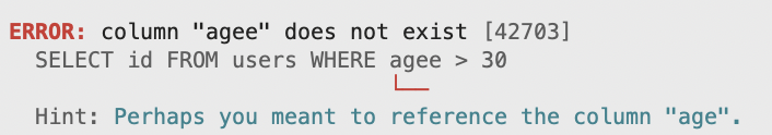PostgreSQL error with hint